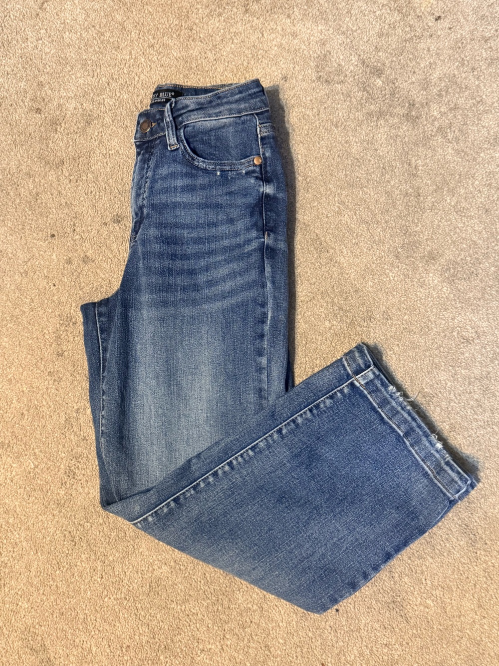 Judy Blue Medium Wash High Rise Wide Leg Crop Jeans Size 0/24
